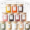 12 Pcs Glass Spice Jars with Bamboo Airtight Lids & 201 Labels - 8oz Small Empty Food Storage Containers for Kitchen, Seasonings, Herbs, Salt