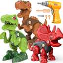 Sanlebi Take Apart Dinosaur Toys for 4 5 6 7 Year Old Boys Kids Building Toy Set with Electric Drill Construction Engineering Play Kit STEM Learning for Boys Girls Age 3 4 5 Year Old