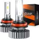SEALIGHT H9 / H8 / H11 LED Bulb for Fog Light and Powersports Headlights, 800% 44,000 Lumens Super Bright 6500K White Light, Plug and Play, 2 Pack
