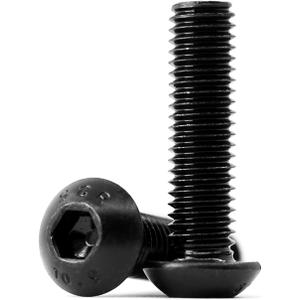 M6-1.0 x 25mm Button Head Socket Cap Screws, 10.9 Grade Alloy Steel, Allen Socket Drive, Black Oxide Finish, Machine Thread, 50 PCS