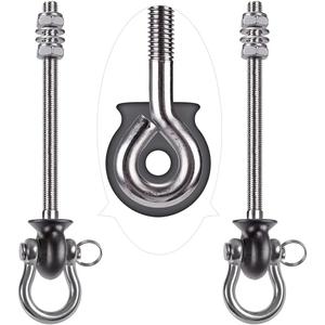 Dolibest Set of 2 Permanent Antirust Stainless Steel 304 Heavy Duty Swing Hangers, Playground Porch Yoga Seat,for Wood and Steel Beam Yoga Hammock Chair Punching 1500LB Capacity,180 Swing,9.64'' (Silver 9.67'' 2 Pack)