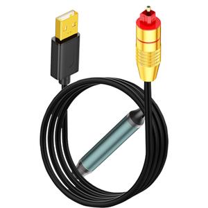 USB to Optical Audio Adapter Cable, Unidirectional USB A Male to SPDIF Port Converter Connection Cord Compatible with PS5, PC, Laptop, Sound Bars Windows10/11-2M/78in NOT for TV