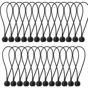 25PCS Ball Bungee Cord 6in Black and White Outdoor Camping Tent Accessory Elastic Cord Mountaineering Camping Tie Down Trampoline Fastening Cargo Ball Cord