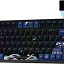 XVX 75% Keyboard with Color Smart Display, L75 Pro Low Profile Gasket Mechanical Gaming Keyboard, Bluetooth 5.1/2.4G Wireless/Type-C Wired Custom Anime Key board with RGB Backlit, Black Kanagawa Theme