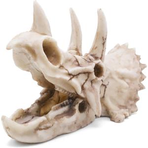 Fish Hideout Cave Dinosaur Animal Skull Reptile Ornament Halloween Dcor for Terrarium Aquarium Large Decorations Betta Tarantula Snake Decor Bones (Triceratops)