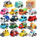 Fajiabao 18 Pcs Toddler Toys Cars for 1-3-5 Mini Pull Back Cars & Trucks Toddler Party Favors Pinata Goodie Bags Stuffers Prize Box Toys for Kids Bulk for 2 3 4 5 6 Boys Girls