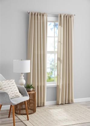 Mainstays Tille Light Filtering Curtain Panel Pair, Set of 2, Beige, 40"W x 52"L