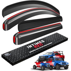 in-Channel Window Visors for 2017-2026 Ford F-250 F-350 Super Duty & 2015-2020 F-150 SuperCrew  Gloss Black Side Window Deflectors Vent Rain Guards, 4-Piece Set