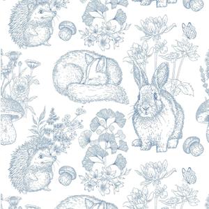 Hopepak 17.3''x394'' Peel and Stick Wallpaper Modern Self Adhesive Removable Wall Paper Blue Cute Animal Waterproof Contact Paper for Bedroom Bathroom Cabinets Decor Vinyl