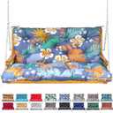 Porch Swing Cushion with Backrest, Waterproof Bench Cushion for Outdoor Furniture,2-3 Seater Replacement Thickened Swing Cushion with Ties, Patio, Outdoor, Backyard and Garden (Flower,40x40)