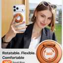 TORRAS 2025 Flagship Magnetic Phone Grip Ring Holder Kickstand [2-Sided Magnetic] [360 Rotation] Fit for MagSafe Accessories for iPhone 17 16 15 14 13 12 11 Samsung, Google, Orange