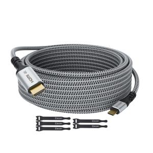 Elecan USB C to HDMI Cable 25 Ft, 4K@60Hz HDR, Gold-Plated Braided High-Speed USB 3.1 Type-C to HDMI 2.0 Cord Thunderbolt 3 Compatible for Galaxy MacBook Pro/Air iPad Pro Surface Dell HP with 5 Ties