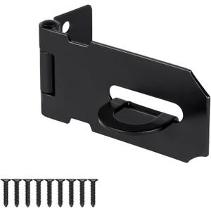 4 x 3 Inch Heavy Duty Door Locks Hasp Latch, Stainless Steel Security Packlock Clasp Hasp Lock Latch for Fence Gate, Gate, Shed Closet Cabinet, Black, 1 Pack