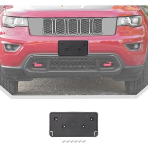 JeCar Front License Plate Bracket Frame Fit for 2017-2023 Jeep Grand Cherokee License Plate Mount Holder (Black)