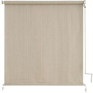 sunoff Outdoor Roller Shades, Cordless Patio Roller Up Blinds with Shade Cloth for Porch Gazebo Pergola Balcony Backyard, Sesame, 36" Wx72 H