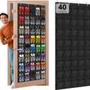 Over the Door Shoe Organizer,40-Pocket Hanging Shoe Rack for Closet Door,Shoes Storage Holder Hanger with Large Mesh Pocket for Women Men Shoes,Flip Flops(Black)