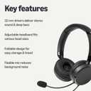 Amazon Basics On Ear Wired Computer Headset with Adjustable Microphone, 3.5mm Port or in-Line Control with USB-A Port, Foldable, Clear Sound, Small/Medium Size, Black