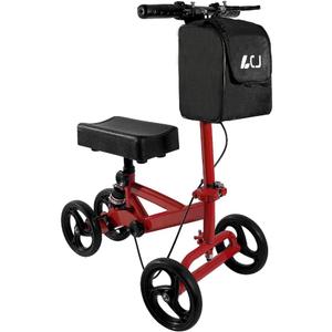 Knee Scooter,Economical Foldable Steerable Knee Walker,for Adults Foot Surgery,Injured Ankle Recovery Scoote(Red-Shock-Absorbing Design)