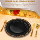 Elegant Plastic Dinner Plates, Disposable Sets - Black & Gold, Party Plates (120,Dinner) Small and Big