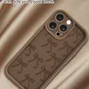 3 x Compatible with iPhone 11 Pro Case, Cute Brown Bow Aesthetic Design for Girls Women Soft Silicone Slim Fit Shockproof Protective Cover