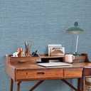 JiffDiff Grasscloth Wallpaper Peel and Stick Blue Grassweave Stick on Wallpaper Textured Self Adhesive Contact Paper 17.3"x118"