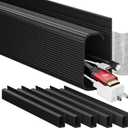 EVEO Cable Management Under Desk Kit (6 Units) - Under Desk Cable Management Cord Hider, Cable Hider Cord Management, Cable Organizer, Cable Raceway | Self-Adhesive 96'' J Channel 6X16 - Black