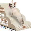 Dog Ramp and Stair for Bed 16" H-20 H,3-Step Cat Stair for Sofa and Chair,4-Step Dog Ramp for High Bed and Window,Durable Nonslip Fabric Cover for Indoor (Beige-20 H, Pet Friendly, 4)