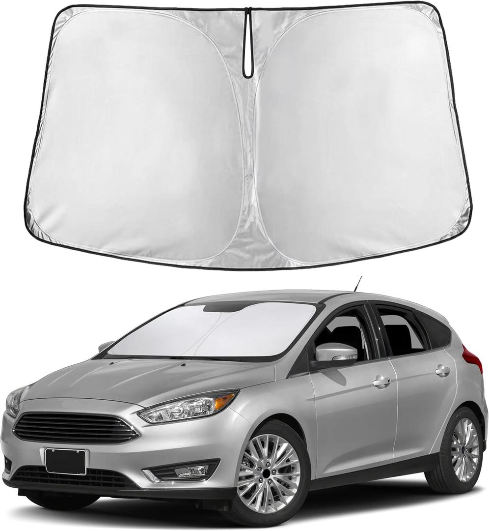 EcoNour Windshield Sunshade Compatible for Ford Focus 2012-2016 2017 2018, Sun Visor for Front Windshield & Window Sun Shade Cover, UV Heat Blocker & Protector, Car Accessories