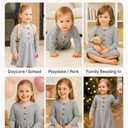 PATPAT Baby & Toddler Girl Ribbed Knit Cotton Dress  Versatile Sleeveless Summer Tank & Long Sleeve Fall Dress, Sizes 3M6Y (Gray)