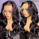 Body Wave Lace Front Human Hair Wigs Transparent Lace Frontal Wigs for Black Women Glueless Wigs (Natural Color 30 Inch)