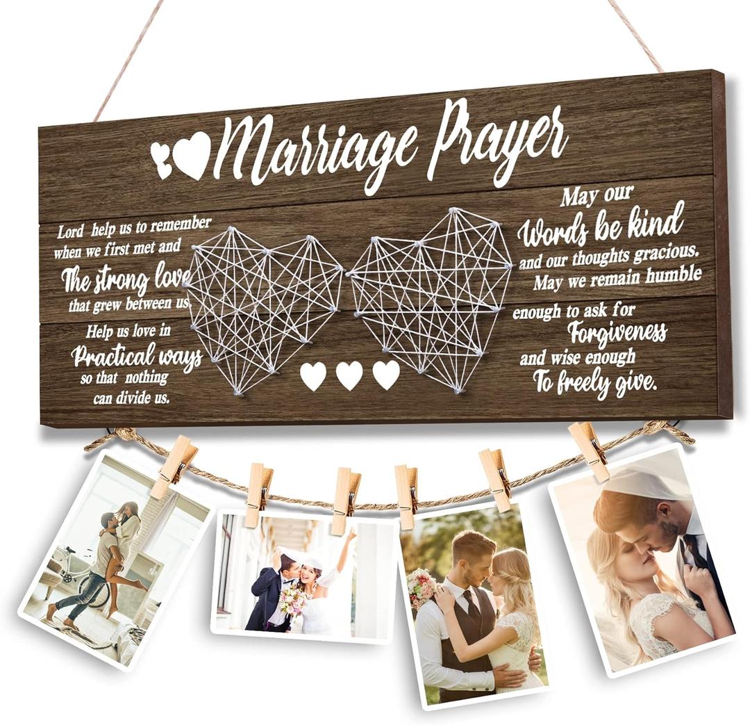 Wedding Gifts,Bachelorette & Bridal Shower Gifts for Bride and Groom Engagement Present for Wife NewlyWed Couple Marraige Prayer Photo Holder