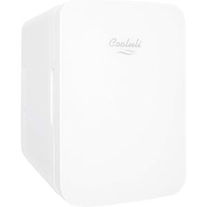 Cooluli 10L Mini Fridge for Bedroom - Car, Office Desk & College Dorm Room 12v Portable Cooler Warmer Food, Drinks, Skincare, Beauty Makeup AC/DC Small Refrigerator with Glass Front, 110 Volts, White