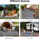 OLANLY Outdoor Rug Waterproof 6x9 ft Clearance, Reversible Outdoor Plastic Straw Rug with Floral Pattern, RV Mat for Patio, Camping, Balcony, Deck, Backyard, Black & White