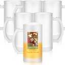 Mifoci 6 Pcs Sublimation Blank Beer Mugs Personalized Tazas Para Present 16 oz Frosted Beer Glass Cups Can Add Photo Text or Images on Gift for Dad Husband Groomsmen Father's Day Wedding Oktoberfest, Medium