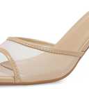 LULLASONG Women's Kitten Heels Open Pointed Toe Slip On Heels Mid Heeled Sandals for Women, 8