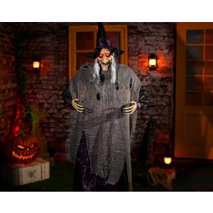 ELAMAS Animatronics 66 inch Dancing Witch Halloween Decorations - Sound Activated with Creepy Sound, Spooky Move, Light Up Eyes, Haunted House Scary Decor Horror Prop for Indoor, Outdoor, Yard Lawn
