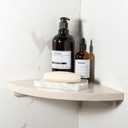 Koville 10'' Natural Marble Shower Corner Shelf for Bathroom, Wall Mounted Stone Corner Shower Caddy 1 Layer, No Drilling, Modern, Polished, Durable, Conical, Bathroom Storage - 1 Item