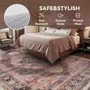 Pink Brown Mauve 6x9 Area Rugs for Living Room Bedroom Rug Girl Nursery Rug Washable Soft Study Room Dining Room Rugs Carpet Water Repellent Easy Care Non Slip
