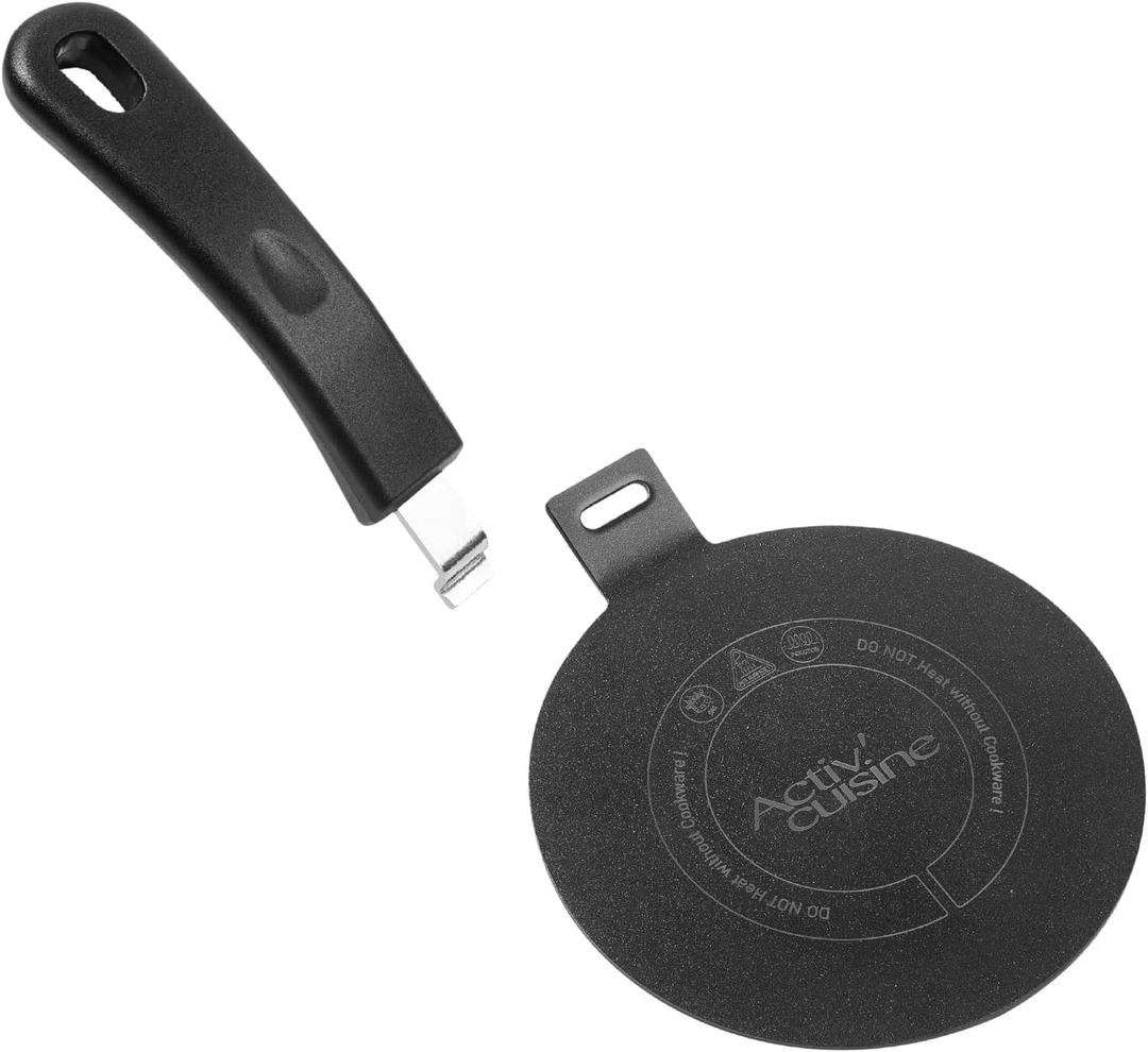 Stainless Steel Heat Diffuser for Electric Glass Gas Ceramic Cooktop, Induction Adapter Simmer Plate, Gas Stove Converter Disk with Removable Handle, Black 5.5-inch