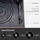 MUSITREND 10 in 1 Record Player with External Speakers,3 Speed Bluetooth Turntable Vinyl Player with CD/Cassette Play,AM/FM Radio, USB/SD Playback,Aux-in/RCA Line Out