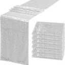 6 Pack Silver Sequin Table Runner 12" x 72" Sparkle Table Runner for Baby Bridal Shower Wedding Birthday Party Table Decor (Silver)