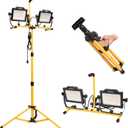 180W 20000 Lumen Dual-Head LED Work Light with Tripod Stand, 4 Brightness Adjustable, IP 65 Waterproof 10 Ft Power Cord