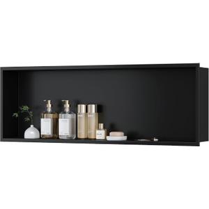 Qeke Stainless Steel Shower Niche 36" X 12", No Tile Need Wall Niche, Black