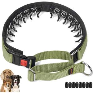 Mayerzon No Pull Dog Collar, Patented Martingale Collar for Small Medium Large Dogs with Buckle and Heavy Duty Nylon for Walking Training Hunting, Safe and Easy to Use(M, Green) (Medium,2.5mm,20-Inch,14.5-18.5"Neck)