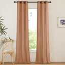 NICETOWN Linen Curtains 96 inches Long for Living Room, Grommet Semi Sheer Drapes Linen Weave Window Treatments Privacy Added with Light Filtering for Bedroom, Burnt Orange, W34 x L96, 2 Panels