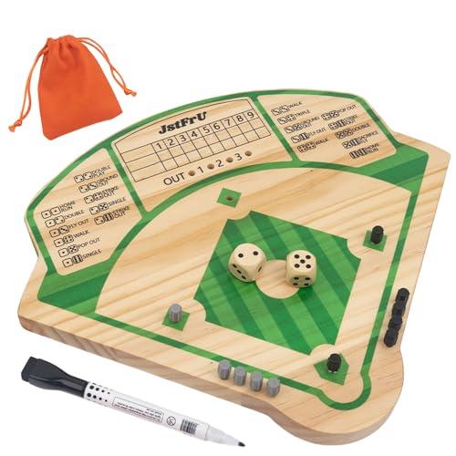 Baseball Board Game,Wooden Baseball Game,20mm Thick Wooden Board with 10 Pieces & Dice,Markers,Great for Family Game Night, Party and Road Trip, Portable