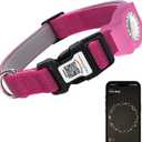 WhoseID Reflective Dog Collar with AirTag Holder,Adjustable Dog Collar with Neoprene Padded & Anti-Lost QR Code Buckle (Rose, Large)