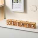 Kigley 8 Pcs Custom Wooden Name Sign 8 Letter Blocks and 78 Wooden Letter Name Wooden Cubes Wooden Blocks for Montessori Shower Name Alphabet Wood Signs(Wood)