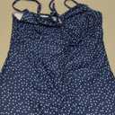 MakeMeChic Women's Polka Dots Cami Dress Tie Front Sleeveless Bodycon Summer Mini Dresses (Medium, Royal Blue)