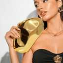 Acrylic Clutch Purse for Women Evening Bag, Irregular Shell Acrylic Purse Box Clutch with Chain for Party Wedding Prom, Gold 